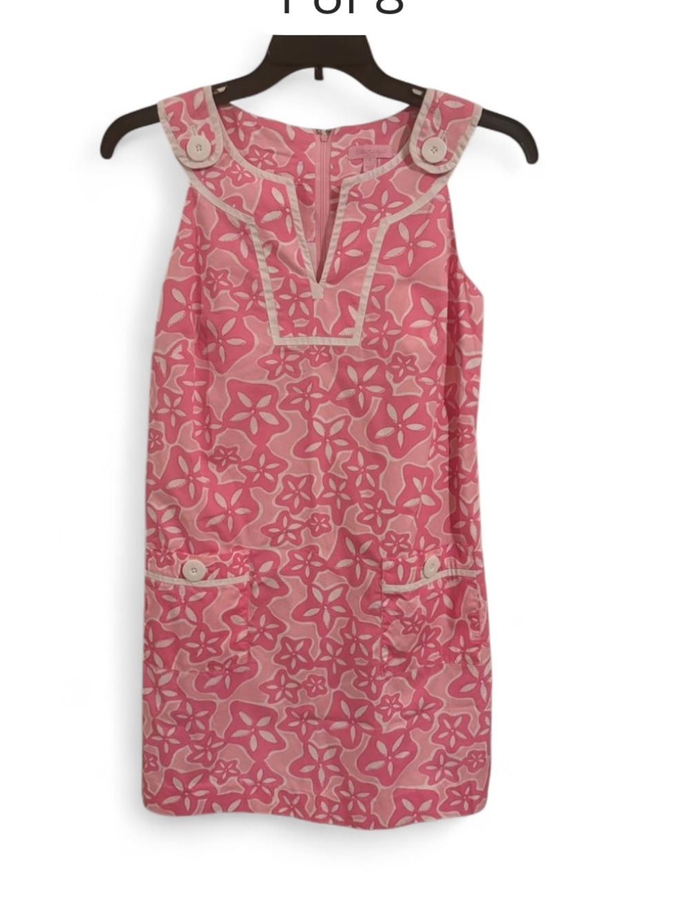 Lilly Pulitzer sz 4 Sleeveless Pink Starfish print Mini Dress ButtonTrim pockets - Picture 15 of 16